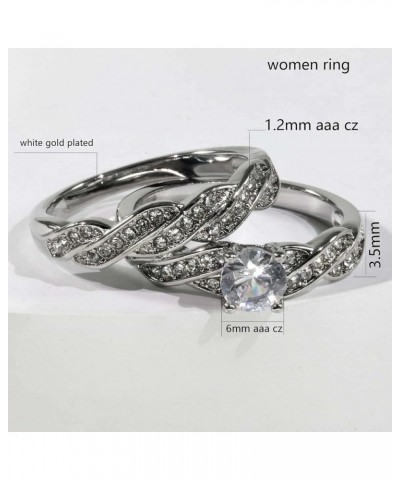 Wedding Ring Sets for Women 1ct aaa Cz 2pcs Engagement Ring Sets White $17.48 Sets