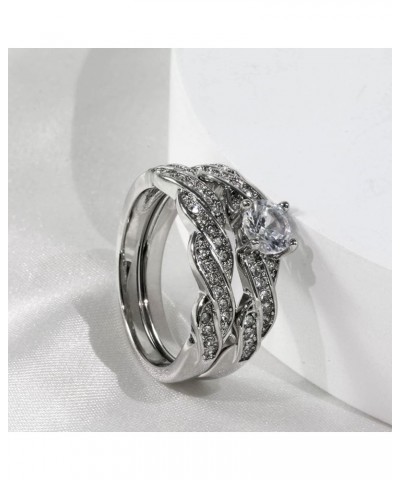 Wedding Ring Sets for Women 1ct aaa Cz 2pcs Engagement Ring Sets White $17.48 Sets