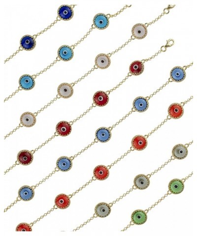 Gold Plated Sterling Silver Translucent Murano Glass Evil Eye Women Charm Link Bracele, Gift Boxed Blue Silver $16.80 Bracelets