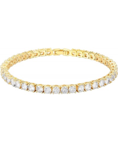 14K Gold Plated Cubic Zirconia Classic Tennis Bracelet | Gold Bracelets for Women | 4mm CZ, Size 6.5-7.5 Inch Yellow Gold 6.5...