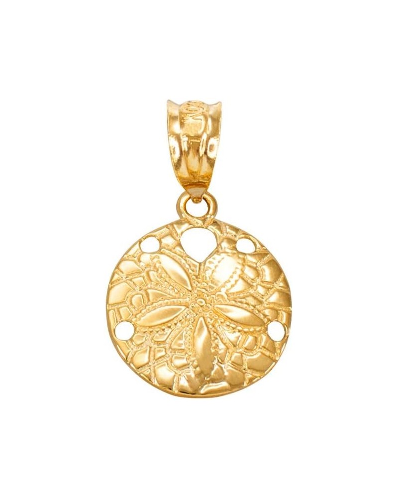 Dainty 10k Yellow Gold Sea Star Charm Sand Dollar Round Pendant $41.80 Necklaces