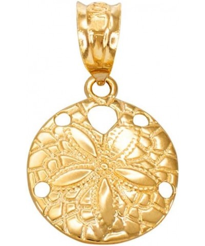 Dainty 10k Yellow Gold Sea Star Charm Sand Dollar Round Pendant $41.80 Necklaces