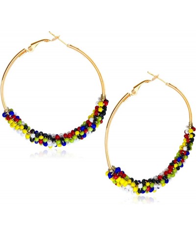 Bohemian Beaded Hoop Earrings For Women Mixed Color Bead Dangle Earrings For Women Girls Boho Jewelry style-1 $5.50 Earrings