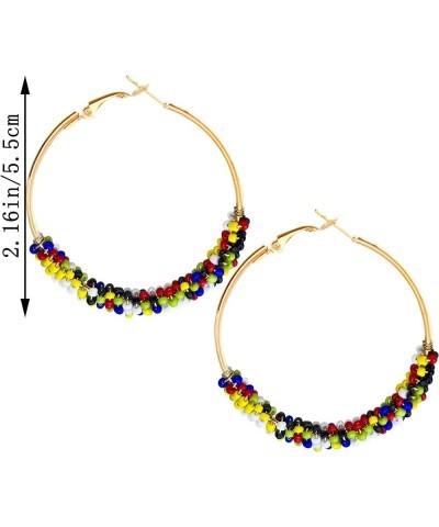 Bohemian Beaded Hoop Earrings For Women Mixed Color Bead Dangle Earrings For Women Girls Boho Jewelry style-1 $5.50 Earrings