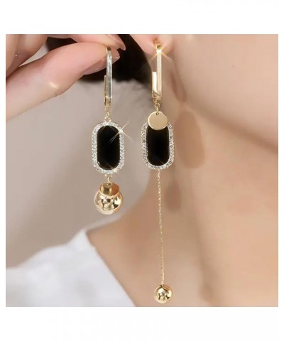 Asymmetrical Ball Bead Dangle Earrings for Women Girls Gold Plated Geometrical Tassel Chain Drop Dangling Stud Earring Cubic ...