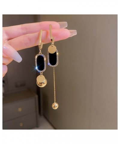 Asymmetrical Ball Bead Dangle Earrings for Women Girls Gold Plated Geometrical Tassel Chain Drop Dangling Stud Earring Cubic ...