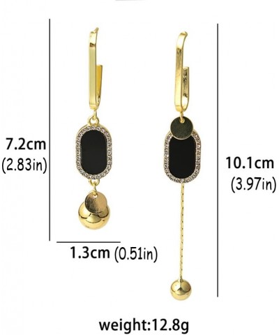 Asymmetrical Ball Bead Dangle Earrings for Women Girls Gold Plated Geometrical Tassel Chain Drop Dangling Stud Earring Cubic ...