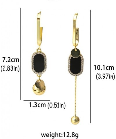 Asymmetrical Ball Bead Dangle Earrings for Women Girls Gold Plated Geometrical Tassel Chain Drop Dangling Stud Earring Cubic ...