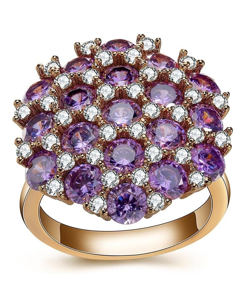 Purple Clear Cubic Zirconia Rose Gold Plated Large Statement Ring $10.81 Rings