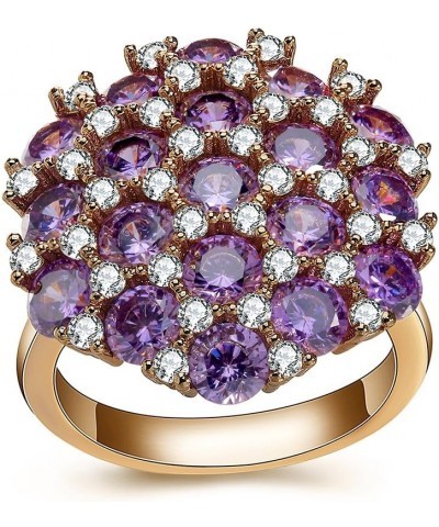 Purple Clear Cubic Zirconia Rose Gold Plated Large Statement Ring $10.81 Rings