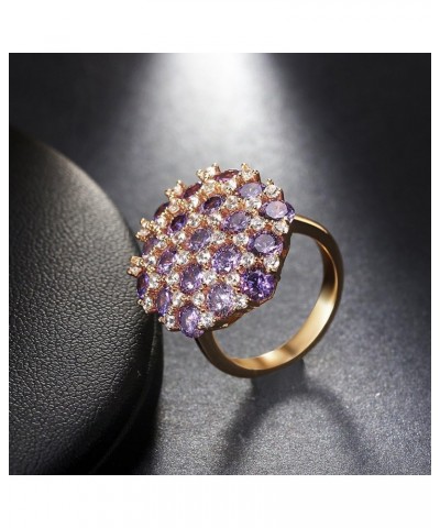 Purple Clear Cubic Zirconia Rose Gold Plated Large Statement Ring $10.81 Rings