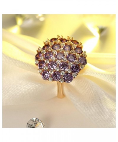 Purple Clear Cubic Zirconia Rose Gold Plated Large Statement Ring $10.81 Rings