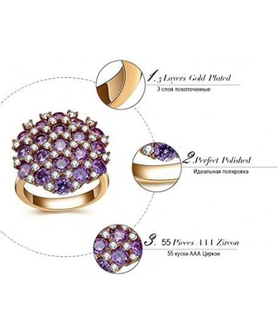 Purple Clear Cubic Zirconia Rose Gold Plated Large Statement Ring $10.81 Rings