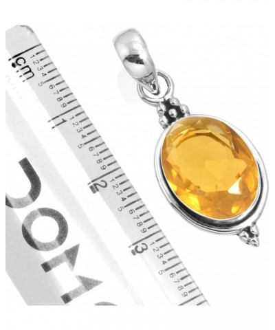 925 Sterling Silver Handmade Pendant for Women 10x14 Oval Gemstone Costume Silver Jewelry for Gift (99553_P) Citrine Quartz $...