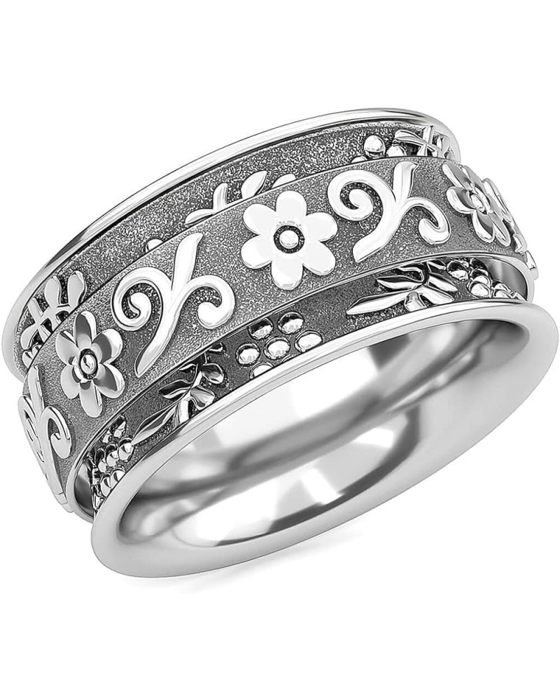 Shop LC 925 Sterling Silver Fidget Ring Spinner Ring Anxiety Rings for Women Men Oxidized Concave Meditation Boho Band Ring S...