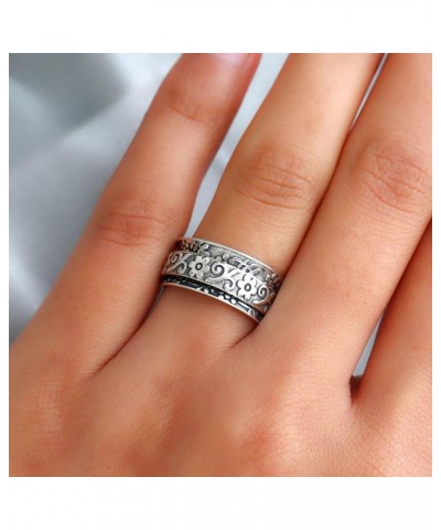 Shop LC 925 Sterling Silver Fidget Ring Spinner Ring Anxiety Rings for Women Men Oxidized Concave Meditation Boho Band Ring S...