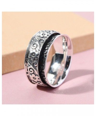 Shop LC 925 Sterling Silver Fidget Ring Spinner Ring Anxiety Rings for Women Men Oxidized Concave Meditation Boho Band Ring S...