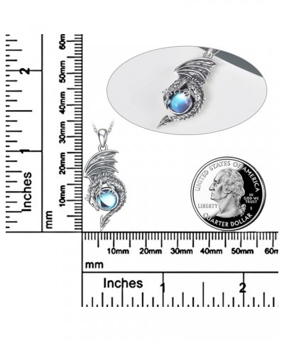 Dragon/Bat Necklace Sterling Silver Moonstone/Crystal Jewelry Halloween Gifts for Women Girls silver-dragon $19.68 Necklaces