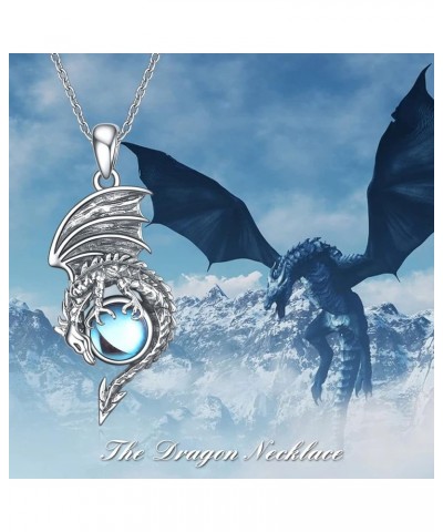 Dragon/Bat Necklace Sterling Silver Moonstone/Crystal Jewelry Halloween Gifts for Women Girls silver-dragon $19.68 Necklaces