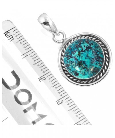 925 Sterling Silver Handmade Pendant for Women 12 MM Round Gemstone Fashion Jewelry for Gift (99517_P) Shattuckite $20.15 Pen...