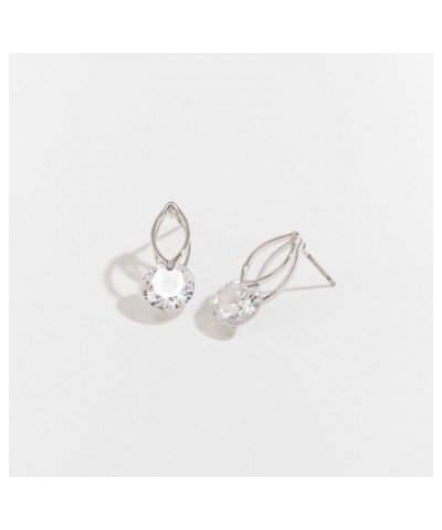 Howard's Dazzlers Cubic Zirconia Oval with Stone Silver Stud Earrings for Women $8.50 Earrings