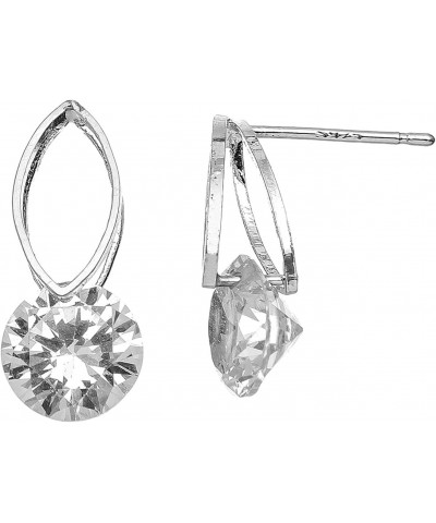 Howard's Dazzlers Cubic Zirconia Oval with Stone Silver Stud Earrings for Women $8.50 Earrings