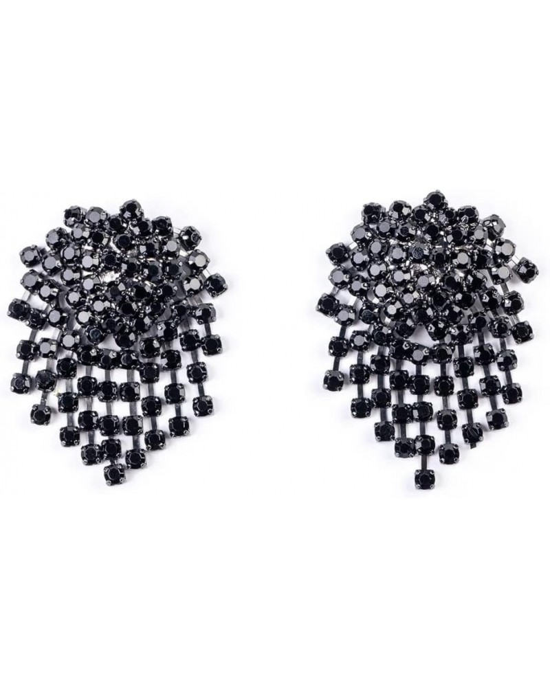 Silver & Crystal or Gunmetal & Jet Waterfall Cluster Clip-on Earrings Gunmetal & Jet $45.50 Earrings