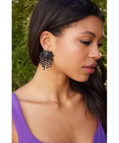 Silver & Crystal or Gunmetal & Jet Waterfall Cluster Clip-on Earrings Gunmetal & Jet $45.50 Earrings