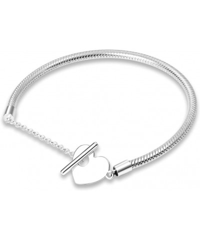 925 Sterling Silver Snake Chain Bracelet for Pandora European Bracelets Charms Bead CMB062 7.1in/18cm $13.10 Others