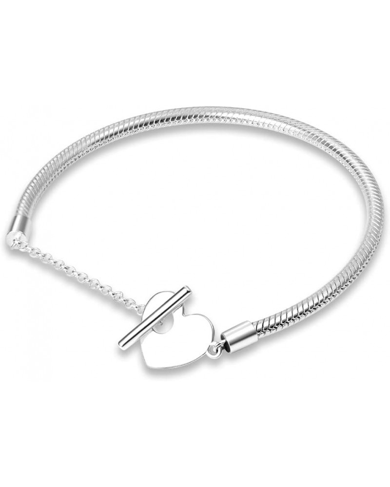 925 Sterling Silver Snake Chain Bracelet for Pandora European Bracelets Charms Bead CMB062 7.1in/18cm $13.10 Others