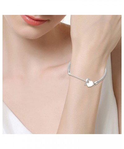 925 Sterling Silver Snake Chain Bracelet for Pandora European Bracelets Charms Bead CMB062 7.1in/18cm $13.10 Others