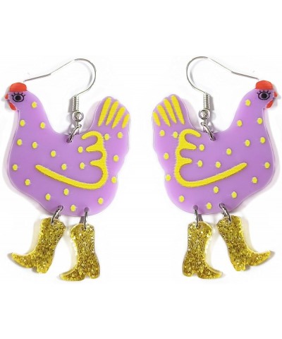 Acrylic Animal Drop Earrings Colorful Boots Chicken Hen Dinosaur Lovely Shark Sheep Funny Animal Dangle Earrings For Women Gi...