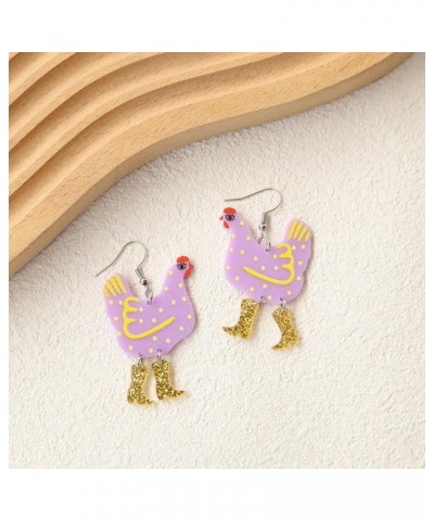 Acrylic Animal Drop Earrings Colorful Boots Chicken Hen Dinosaur Lovely Shark Sheep Funny Animal Dangle Earrings For Women Gi...