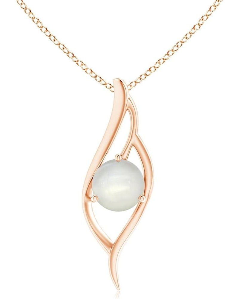 Natural Moonstone Solitaire Pendant Necklace for Women, Girls in 14K Solid Gold/Sterling Silver | Jewelry Gift for Her | Birt...