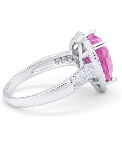 Halo Art Deco Design Fashion Ring Heart Round Simulated Cubic Zirconia 925 Sterling Silver Simulated Pink CZ $11.20 Rings