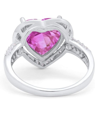 Halo Art Deco Design Fashion Ring Heart Round Simulated Cubic Zirconia 925 Sterling Silver Simulated Pink CZ $11.20 Rings