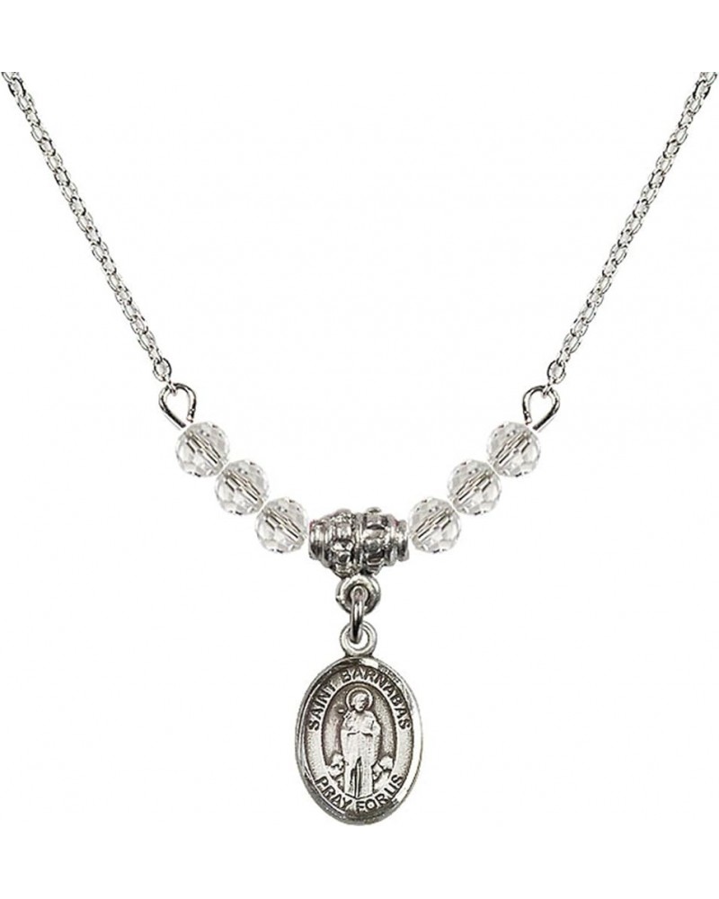 April Birth Month Bead Necklace with Catholic Patron Saint Petite Charm, 18 Inch Saint Barnabas $32.44 Necklaces