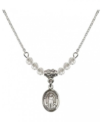 April Birth Month Bead Necklace with Catholic Patron Saint Petite Charm, 18 Inch Saint Barnabas $32.44 Necklaces