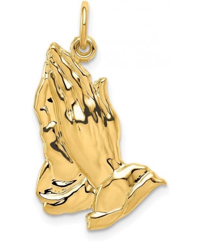 Solid 14k Yellow Gold Praying Hands Pendant Charm - 26mm x 19mm $81.12 Pendants