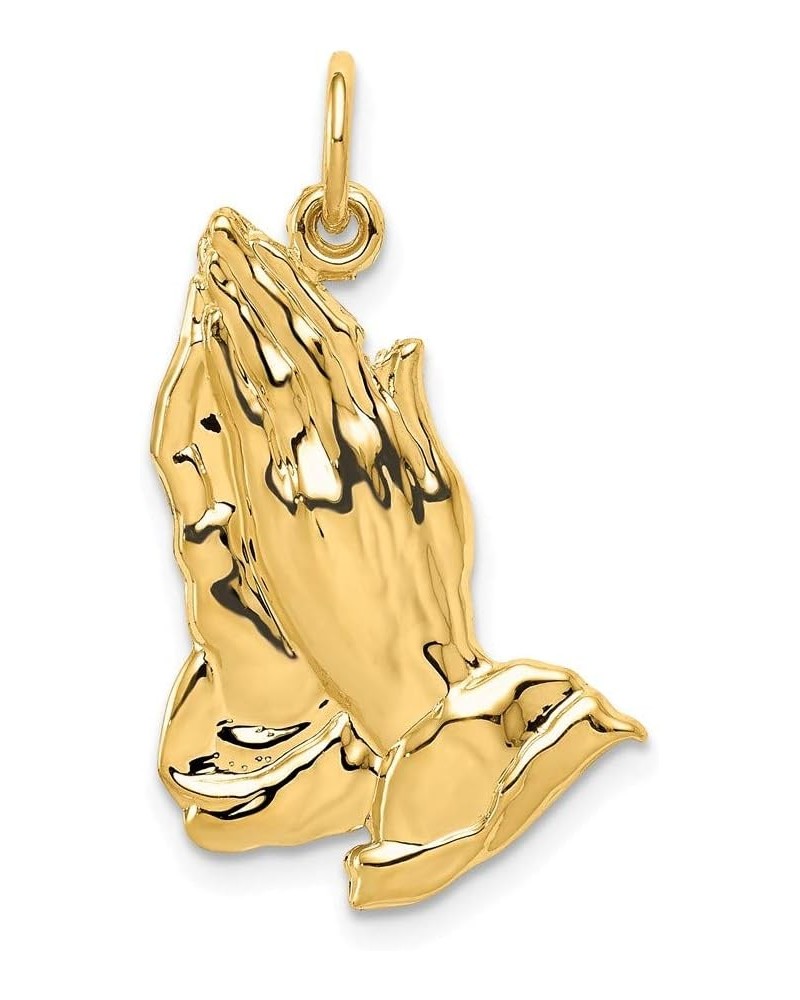 Solid 14k Yellow Gold Praying Hands Pendant Charm - 26mm x 19mm $81.12 Pendants