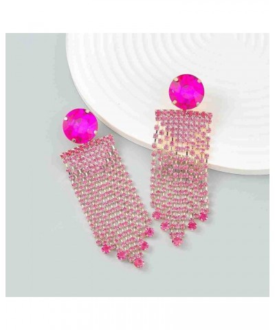 Women Boho Tassel Statement Earrings Long Sparkling Rhinestone Fringe Chain Crystal Chandelier Dangle Drop Earrings for Girls...