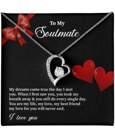 To My Soulmate Necklace for Women - My Dreams Come True the Day I Met - Forever Love Necklace for Her - Beautiful Soulmate Je...