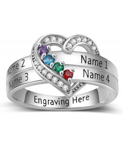 Personalized Mothers Rings Birthstones Rings for Women with 1-8 Names Sterling Silver Promise Ring for Her Gifts for Mom Wife...