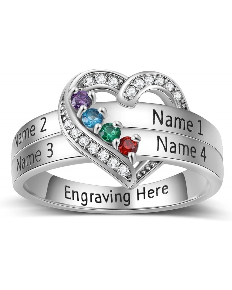 Personalized Mothers Rings Birthstones Rings for Women with 1-8 Names Sterling Silver Promise Ring for Her Gifts for Mom Wife...