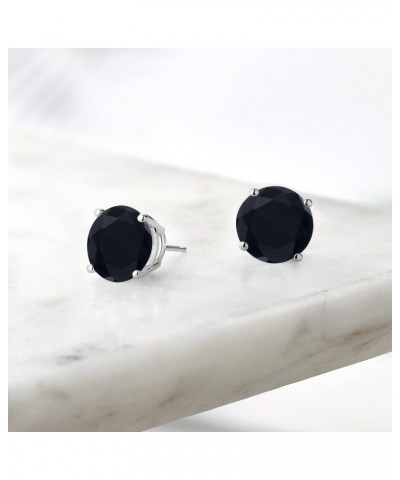 925 Sterling Silver Black Onyx Stud Earrings For Women (6.00 Cttw, Gemstone Birthstone, Round 10MM) $46.50 Earrings