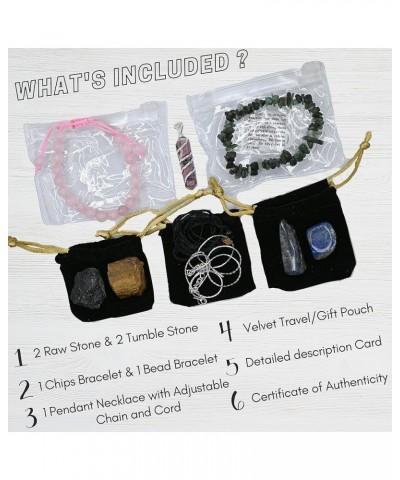 Aquarius Gifts Crystal Kit for Women Men, Combo Set of Healing Stones, Bracelets and Necklaces Pulseras Para Hombres Mujer St...