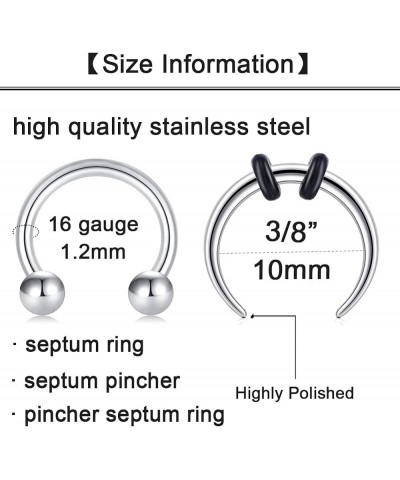 Septum Rings Septum Jewelry 16g 18g Septum Ring Septum Piercing 20g Horseshoe Earring Hoop Lip Ring Silver Black Gold 61-silv...