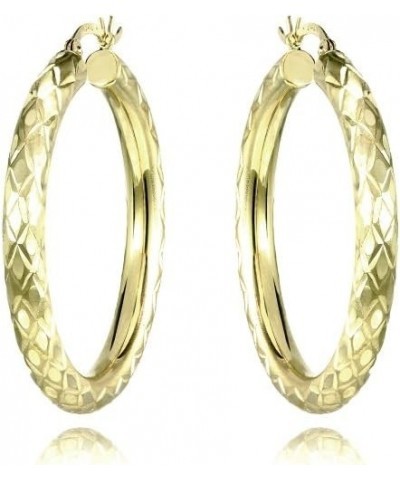 14K Gold Diamond Cut Round Hoop Earrings 32 Millimeters $61.50 Earrings