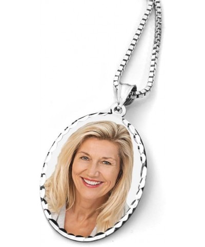 Oval w/Diamond Cut Edge Photo Engraved Pendant Solid 14K White Gold 1 x 1-1/4 Inch $87.05 Pendants