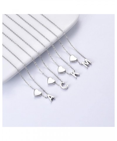 Heart Initial Necklaces for Teen Girls, S925 Sterling Silver Heart Initial A-Z Pendant Necklace Tiny Heart Necklaces for Girl...